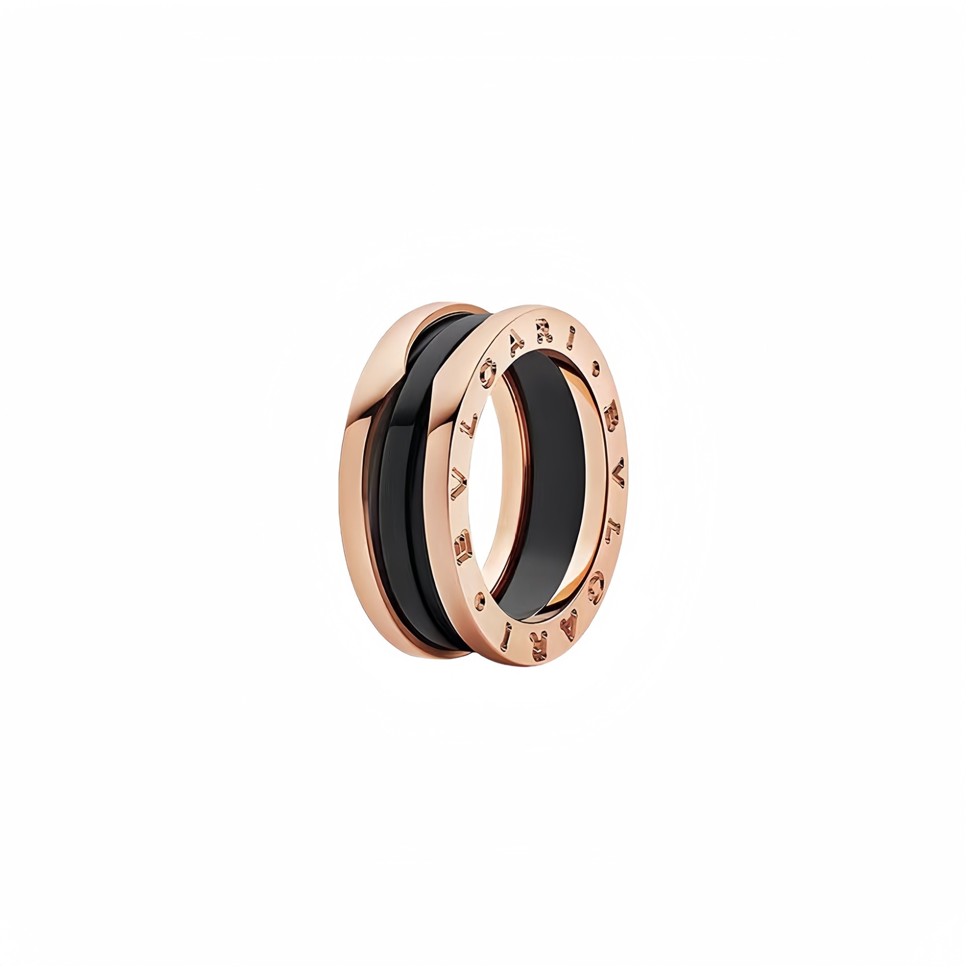 Cerámica negra oro rosa de dos anillos