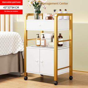 Beyaz basit üç katmanlı depolama aracı sepeti çok yönlü evrensel tekerlekler hassas taşımak kolay Salon mobilya aracı arabaları - Product Image 4