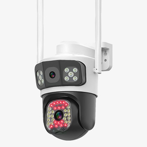 Panorama 4MP a doppia lente IP CCTV telecamera esterna WiFi batteria energia solare 4G Sim Card 4G di rete Flash luci