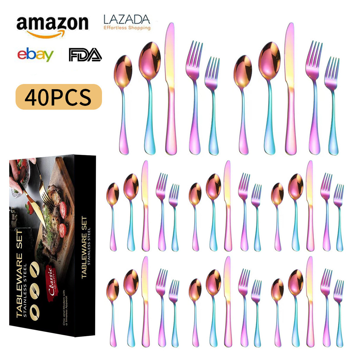 Colorido conjunto de 40 piezas/sirve a 8 personas