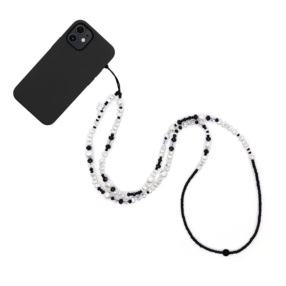 KKBEAD New Black Acryl Reisperlen-Angebote lange Kette Schädel Perlen-Handy-Schnur