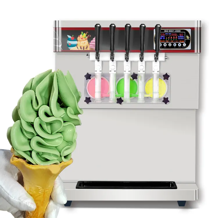 핫 세일 기계를 만드는 투명한 출력 문 5 풍미 연약한 서브 아이스크림/연화 아이스크림 제작자/콘 아이스크림 기계