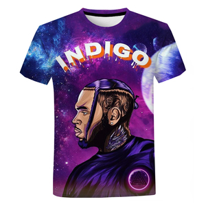 2023 Chris kahverengi baskılı t-shirt erkekler için sıcak amerikan rapçi 3D dijital baskı t shirt her yerinde baskı Hip Hop giyim T Shirt