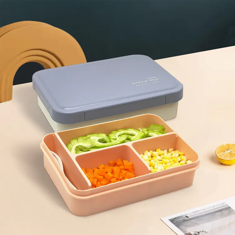 Mikrodalga fırın 1250ML öğrenci taşınabilir yeni üç bölmeli mühürlü plastik yemek kabı