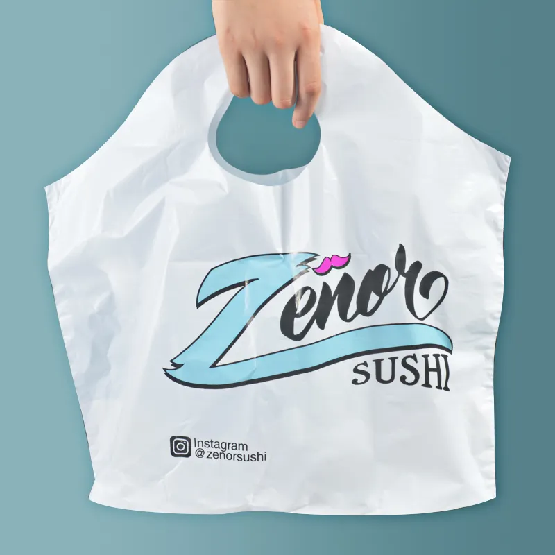 Bolsas de plástico de polietileno para llevar comida, bolsa de plástico ondulado con logotipo personalizado