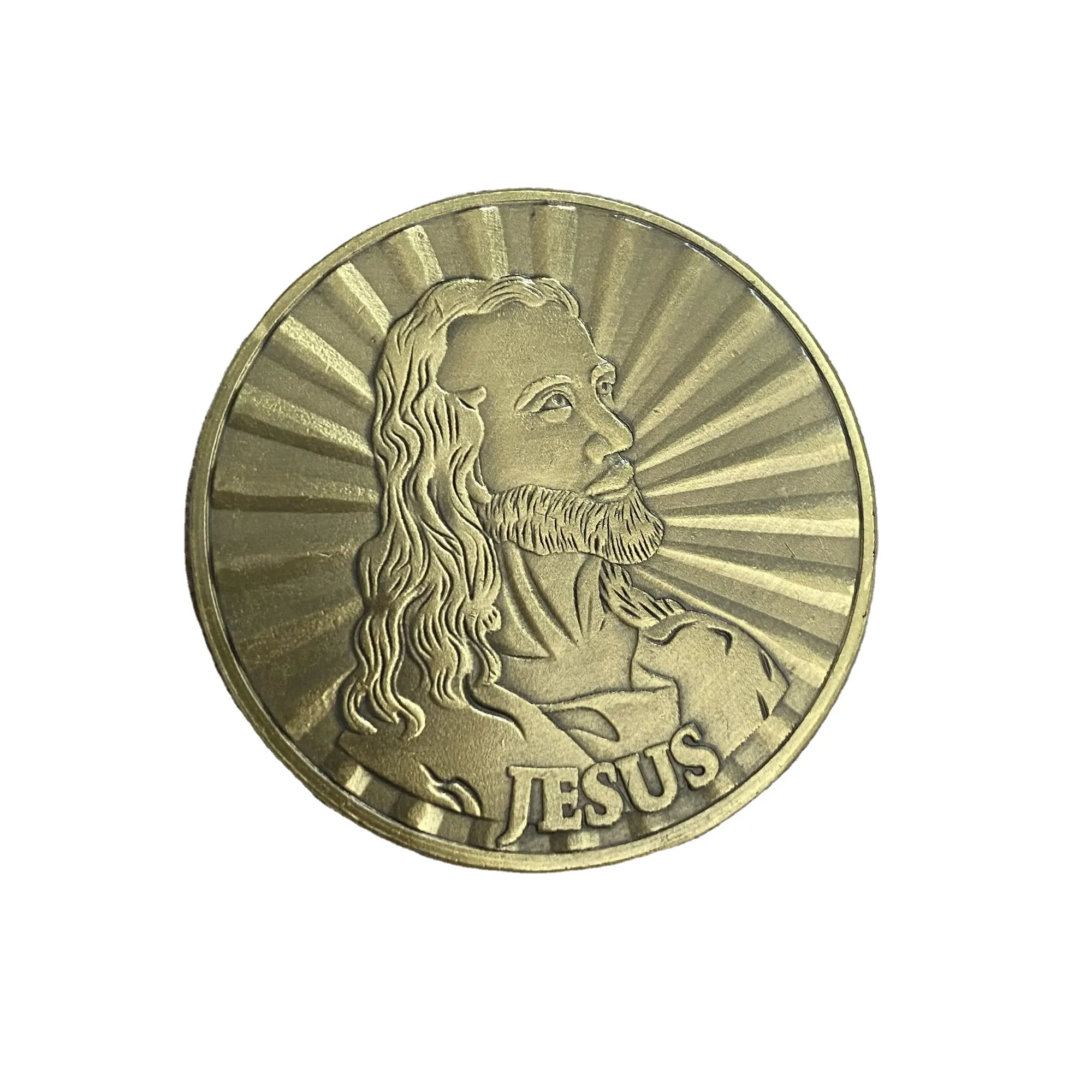 Jesus Coin Cabeça de Cristo por Warner Sallman Desafio Moeda KJV Bíblia Verso Oração Token Católico e Cristão Religioso COIN