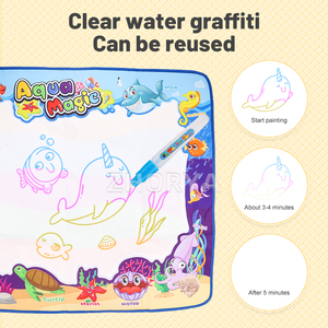 Zhorya matras gambar air pendidikan dini anak-anak tikar lukisan coretan 150*90 alas lukisan ajaib tikar corat-coret ajaib Aqua - Product Image 6