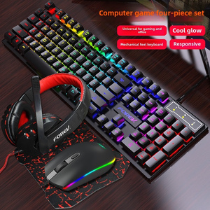 Juego de juegos de cuatro piezas con cable DB, 104 teclas, teclado inalámbrico estándar, ratón, auriculares, alfombrilla de ratón para uso en ordenador - Product Image 2