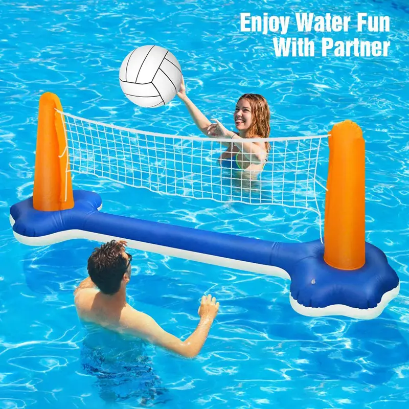 مجموعة طواق كرة سلة صيفية ألعاب سباحة مائية مع شبكة كرة طائرة للأطفال والكبار