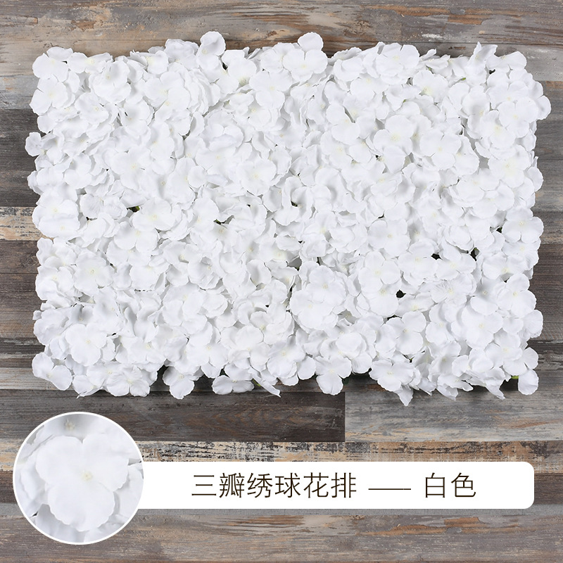 Rangée d'hortensia à trois pétales-blanc pur