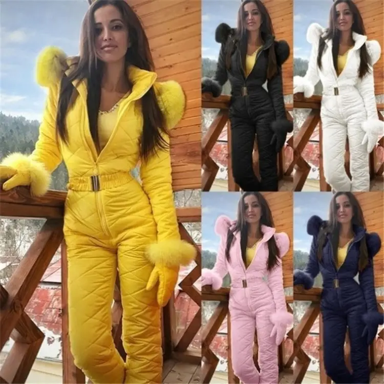 2021 caliente del invierno moda mujer Chaqueta de traje de esquí Sudadera con capucha deportes al aire libre mono cremallera traje de esquí traje de ropa