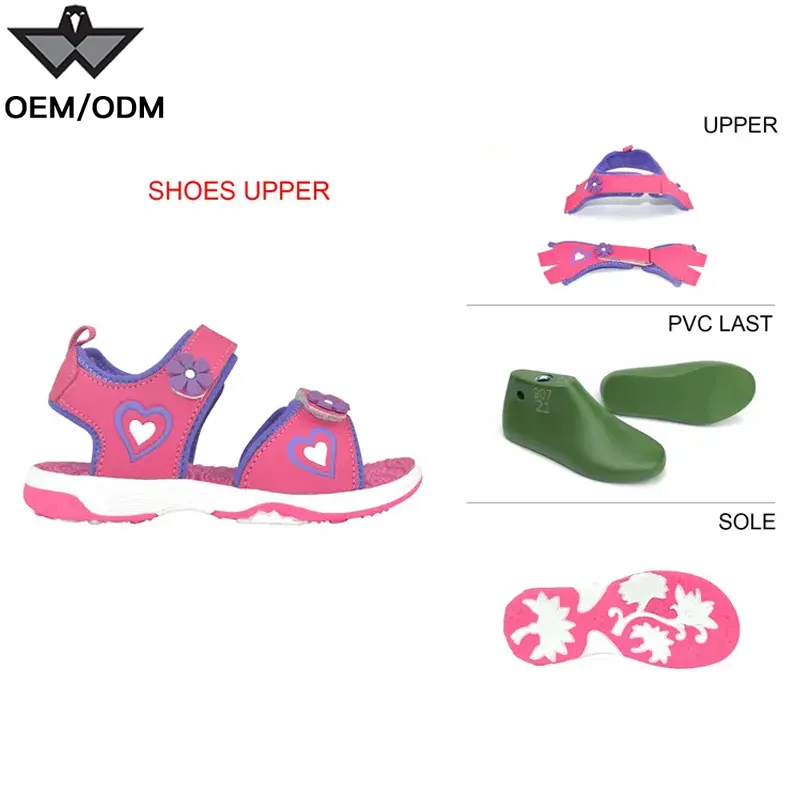 Popular causal beach shoes upper slipper school sandals children for girls kids sandal upper semi finished