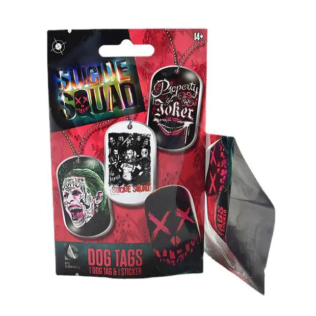 Dog Tags adesivos brinquedo jogando cartões embalagens sacos impressão personalizada 3 lado selo bolsa de plástico com gancho buraco