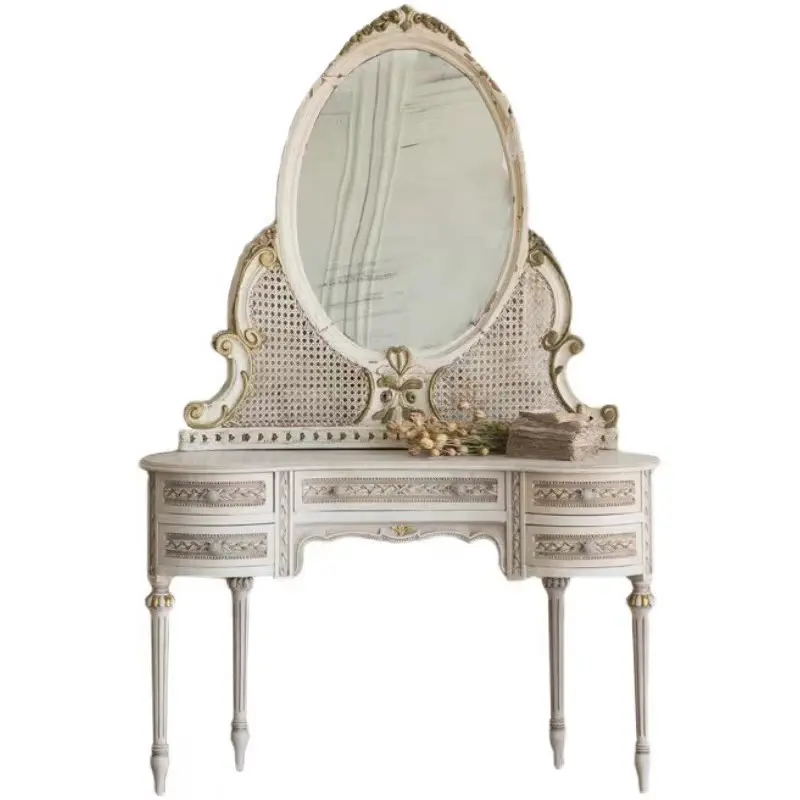 Hot Sale Classic Solid wood white vintage dresser Dressing table with mirror in bedroom