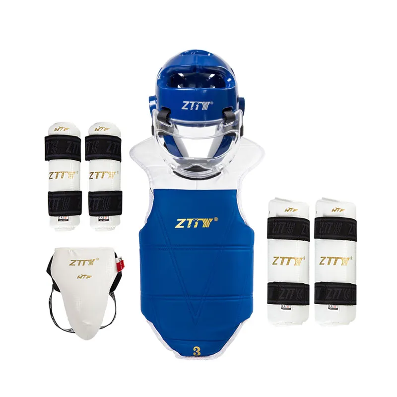 Taekwondo Set di equipaggiamento protettivo casco testa gamba braccio protezione torace arti marziali Sparring Protector Equipment