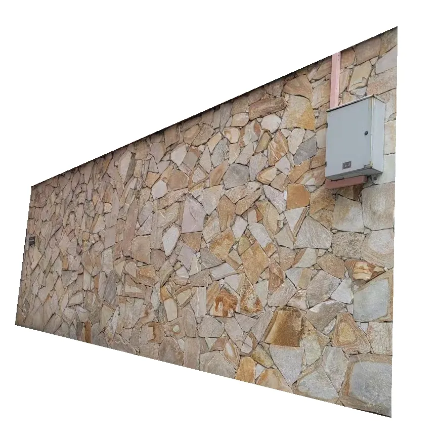 Design del rivestimento della parete interna esterna dell'impiallacciatura di pietra gialla naturale