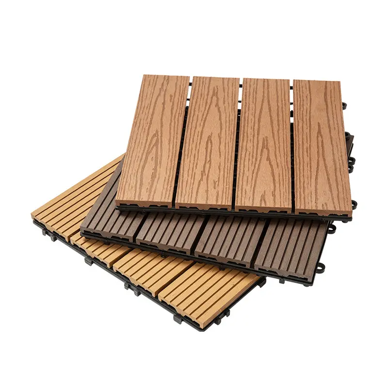 Waterproof Diy Wood Composite Floor Interlocking Outdoor Decking Tiles