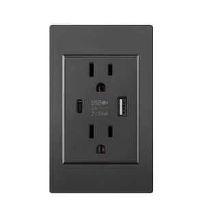 美国标准墙壁插座，带USB C型充电端口5V 2.1A防火电脑面板墙壁电源美国插座 - Product Image 1