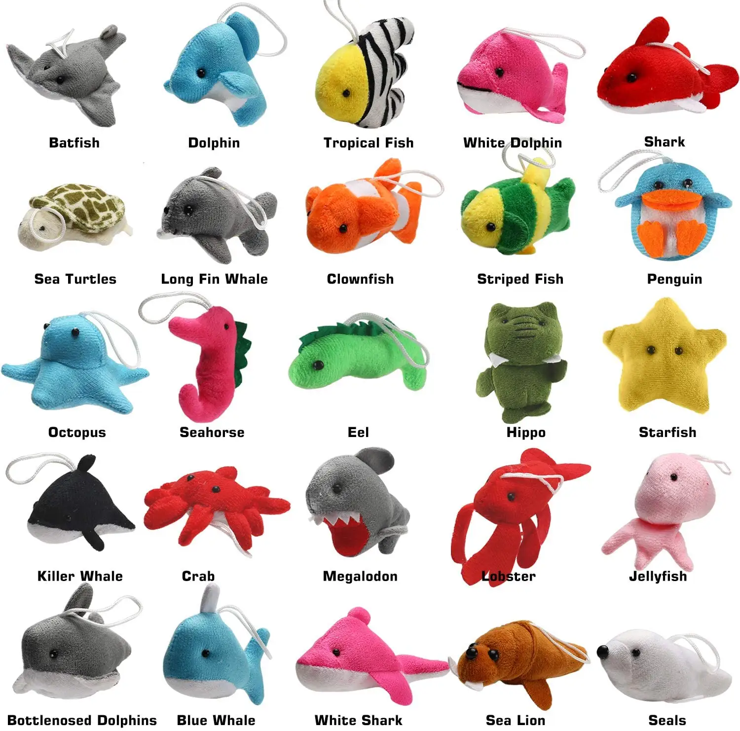 Wholesale 25 Pack Mini Ocean Animal Sea Creatures Stuffed Toy For Kid Party Plush Toy Keychain