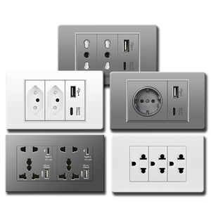 英国13A墙壁开关3针通用插座，带USB + type-c，带18W 3.1A快速充电黑色哑光电脑面板英国 - Product Image 4