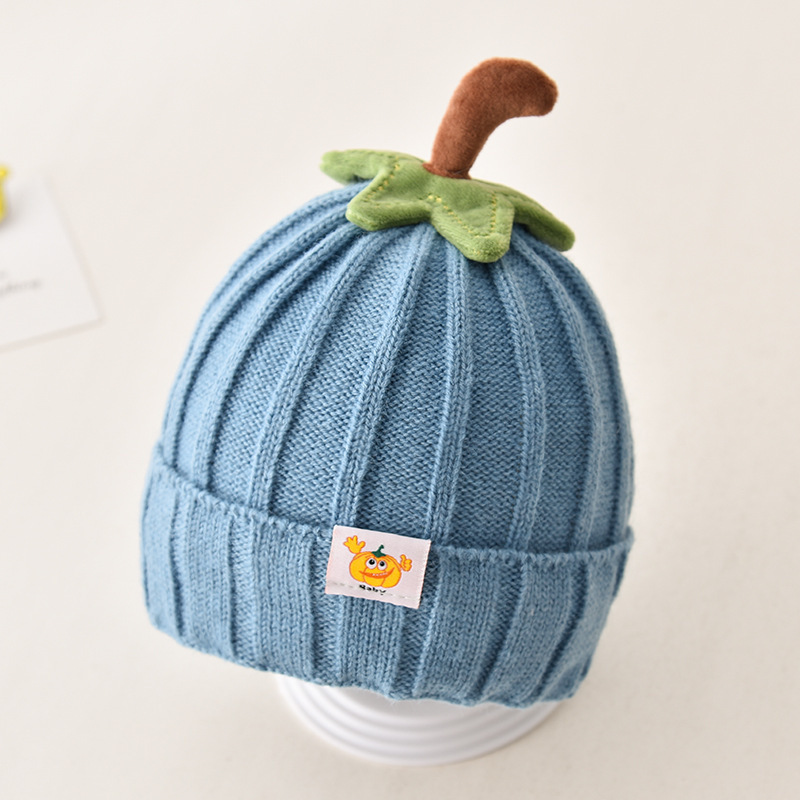 Gorro de punto azul calabaza