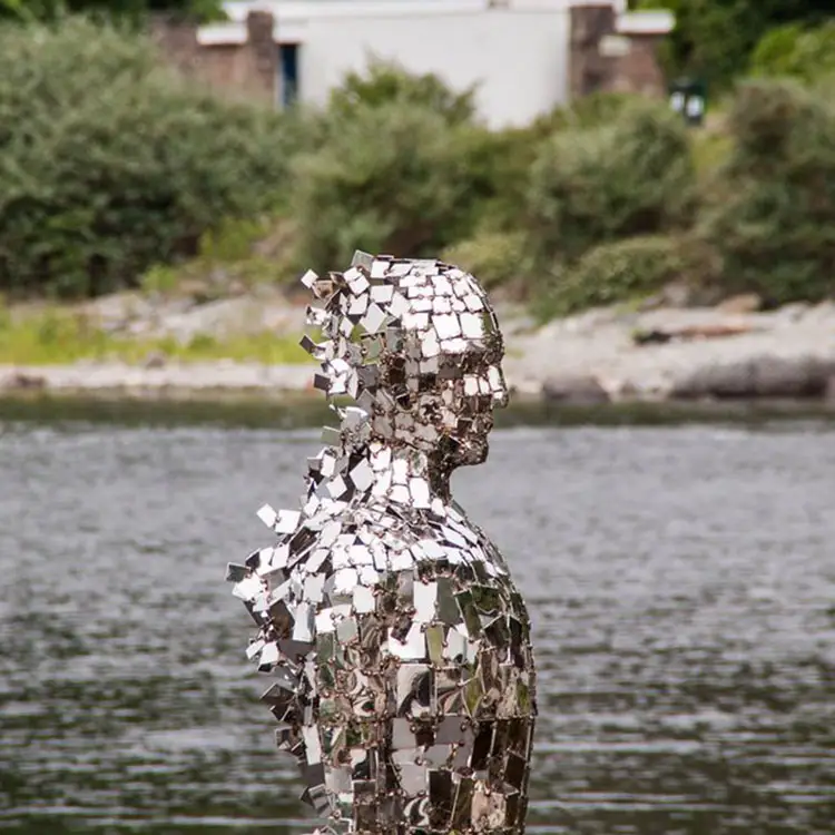 Arte moderna decoração de jardim, aço inoxidável nude de metal humano escultura para venda