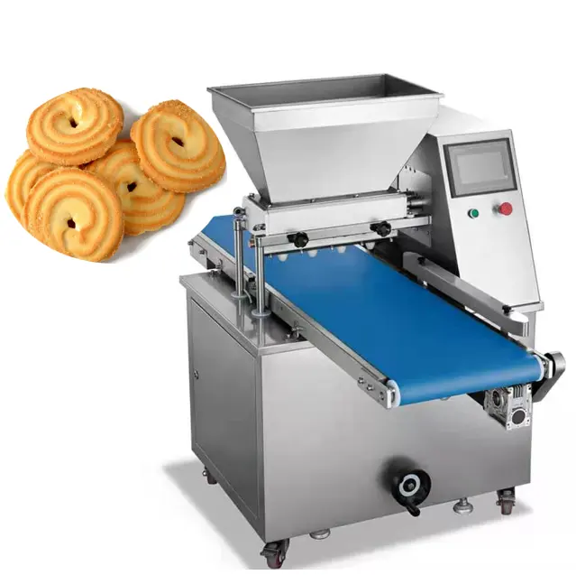 स्वचालित बिस्कुट कुकी बनाने वाली मशीन वाणिज्यिक कुकीज़ निर्माता तार काटने कुकी उत्पादन लाइन