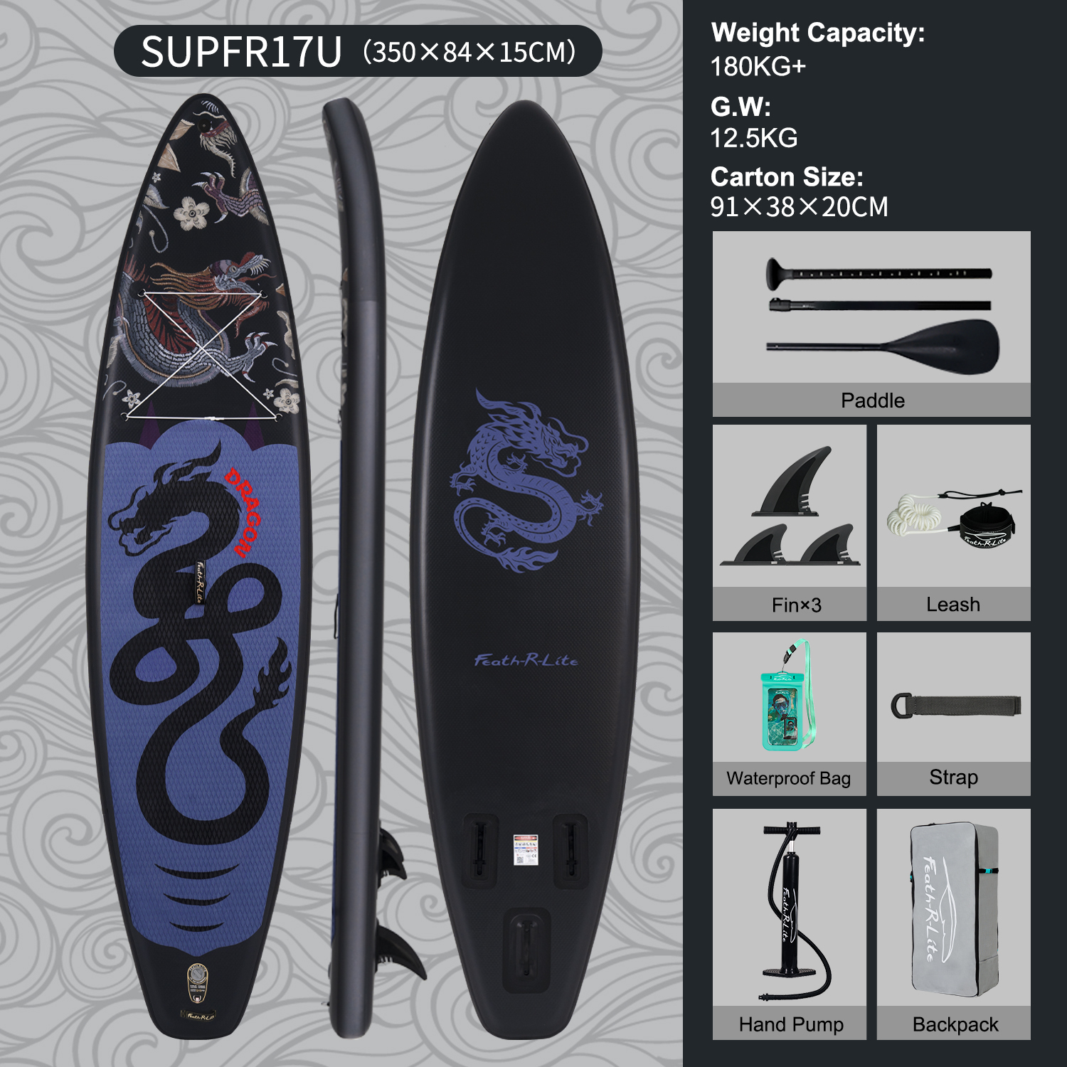 350*83*15 cm--SUPFR17U--Nero