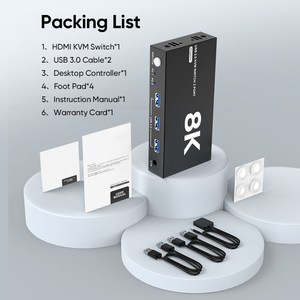 Portable <strong>2</strong> in <strong>1</strong> OUT 8K HDMI <strong>KVM</strong> Switcher <strong>1</strong> Monitor <strong>2</strong> Computers USB 3.0 EDID 8k60hz <strong>2</strong> Way <strong>KVM</strong> <strong>Switch</strong>