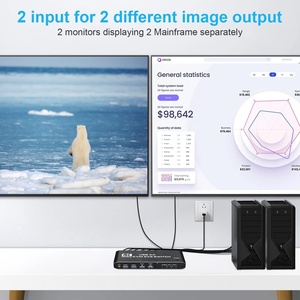 SY 2 Monitores 2 Computadoras HDMI 4K60Hz USB3.0 Conmutador KVM 2x2 2 en 2 salidas Compatible con modo extendido y copia y conmutadores Conmutador KVM HDMI
