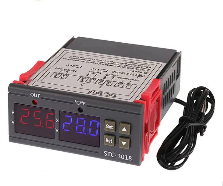 하이 퀄리티 STC-3018 디지털 온도 조절기 C/F 온도 조절기 10A 릴레이 온도 조절기 난방 냉각 디지털 디스플레이