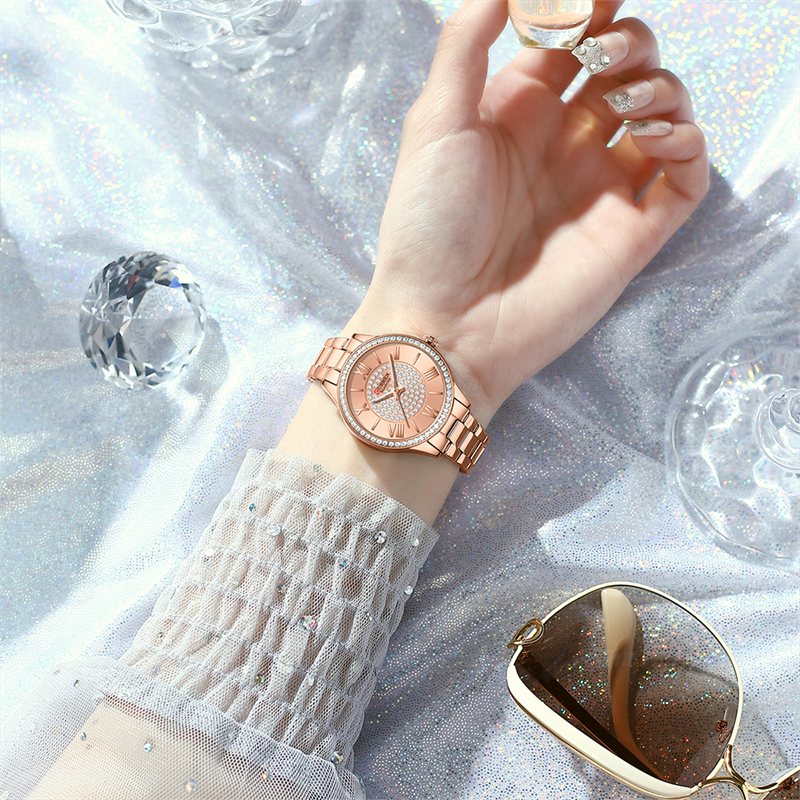 CURREN Top Brand Fashion Ladies Watches Stainless Steel Band Quartz Female Wristwatch Ladies Gifts Clock Relogio Feminino