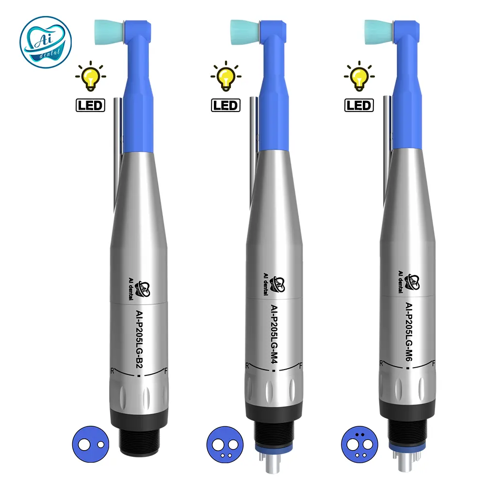 P205LG-M4 Prophy Handpiece Dental 4 Holes LED Illumination Low Speed Hygiene Air Motor Polishing Internal Water Teeth Dentistry