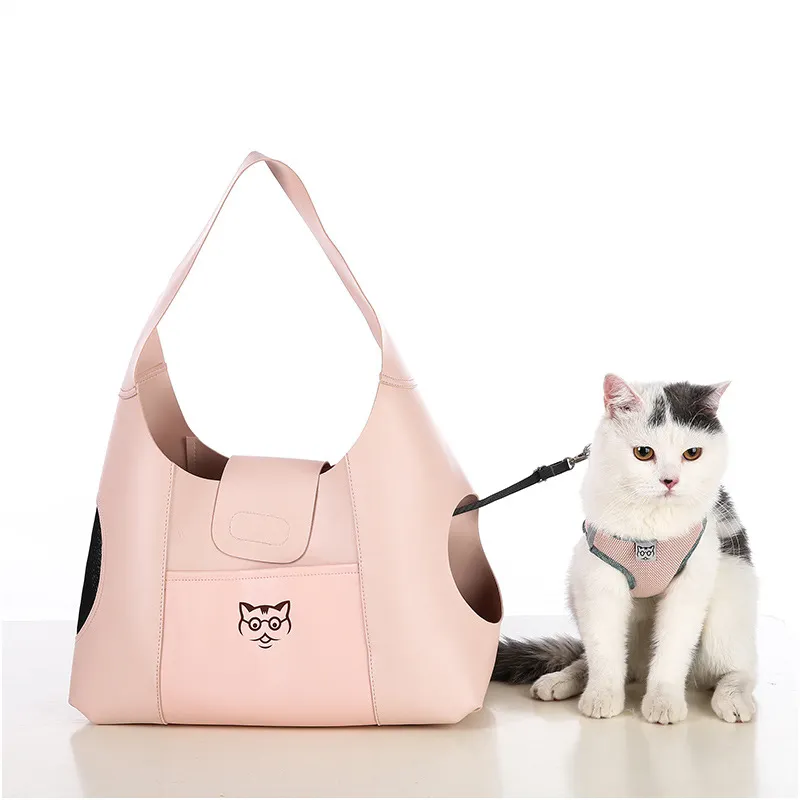 Wholesale Pet Supplies Portable Luxury Double Sided Pvc Pink Cat Carrier Pet Carriers Travel Products Cat Bag