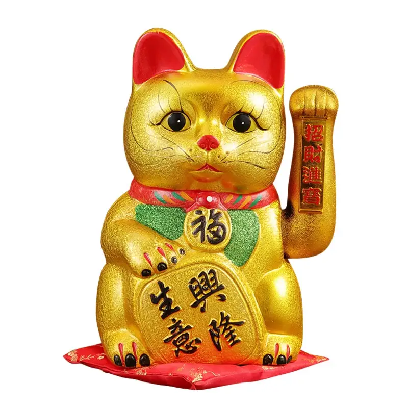 OEM venta al por mayor hecho a mano personalizado japonés oro cerámica Maneki Neko gato de la suerte gato de la fortuna