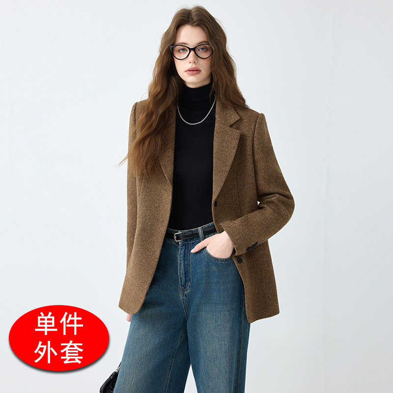 coffee-colored suit