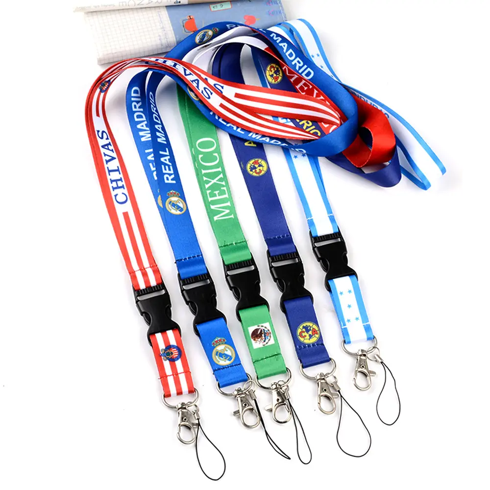 Großhandel benutzer definierte Land flagge Sport mannschaften Halsband Sport mexikanischen Fußball Fußball National Mexiko Lanyard mit Schnalle