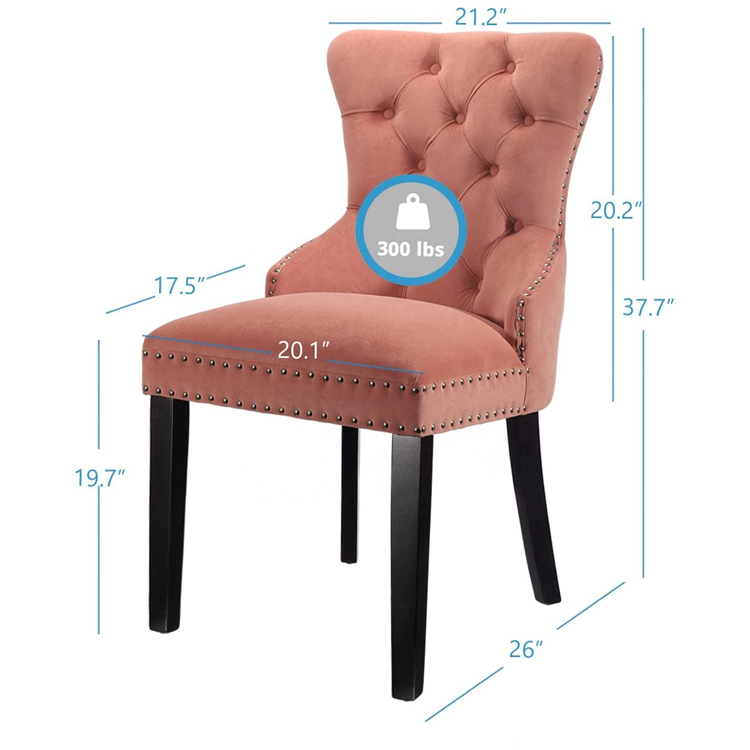 European luxury upholstered restaurant dinning chairs solid wood frame foot grey tufted velvet fabric dining chair