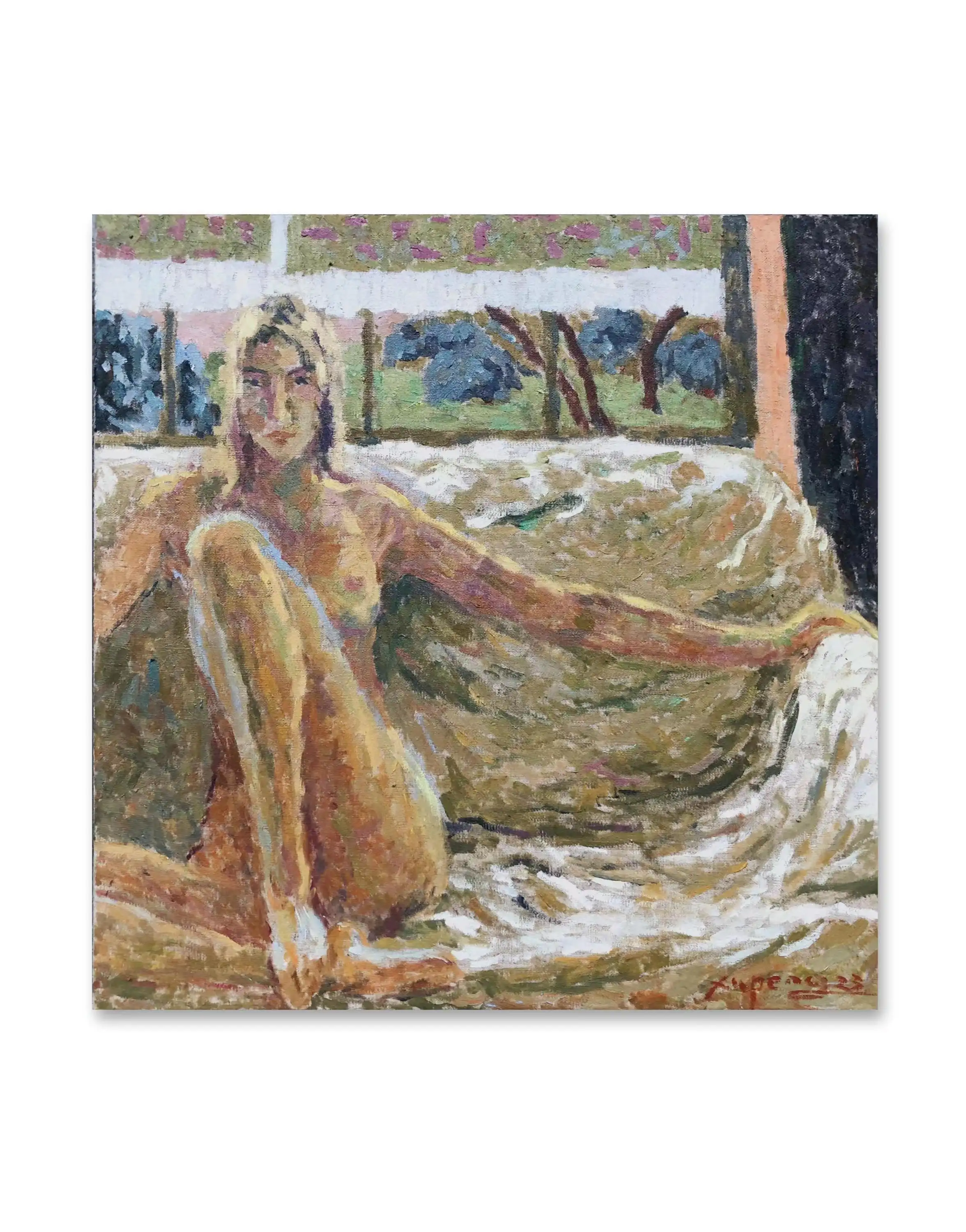 ציור טהור בעבודת יד תלייה חדר שינה מלון איכות תמונה אופנתית ציור אישה עירומה בסגנון מונה