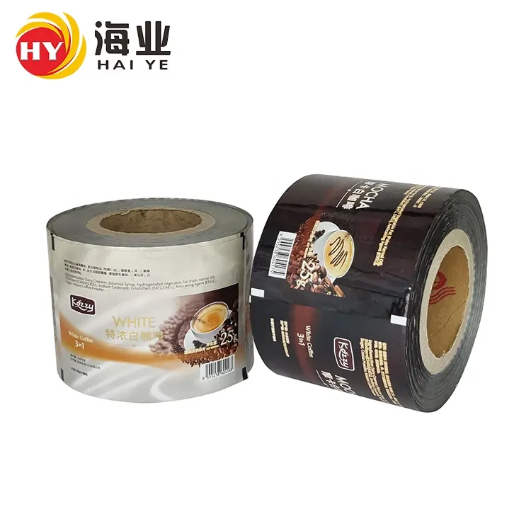 Malesia mercato personalizzato stampato caffè istantaneo rotolo di pellicola rotolo di carta pellicola di caffè zucchero pacchetto rotolo di pellicola per l'imballaggio in polvere di caffè