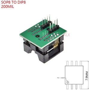 SOP8 a DIP8 ez programador adaptador socket 200MIL 208MIL SOCKET CONVERTER MÓDULO chip de prueba IC W25Q32 W25Q64 MX25L EEPROM - Product Image 1
