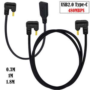 480Mbps USB 2.0 Type C ชายกับหญิง 180 องศามุม U รูปร่าง USB C สายเคเบิลข้อมูล - Product Image 4