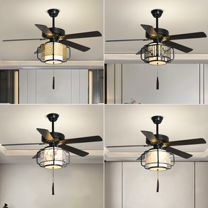Novo Pátio Chinês Loft Frequência Variável Ventilador Elétrico Lustre para Restaurante Tea House Club Cross-Border Fan Lamp <span class=keywords><strong>DC</strong></span> para