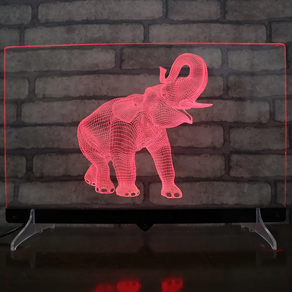 Segni colorati della barra di progettazione dell'elefante del cambiamento segno principale acrilico segno illuminato bordo illuminato segno principale/accendi la lampada 3D per i bambini