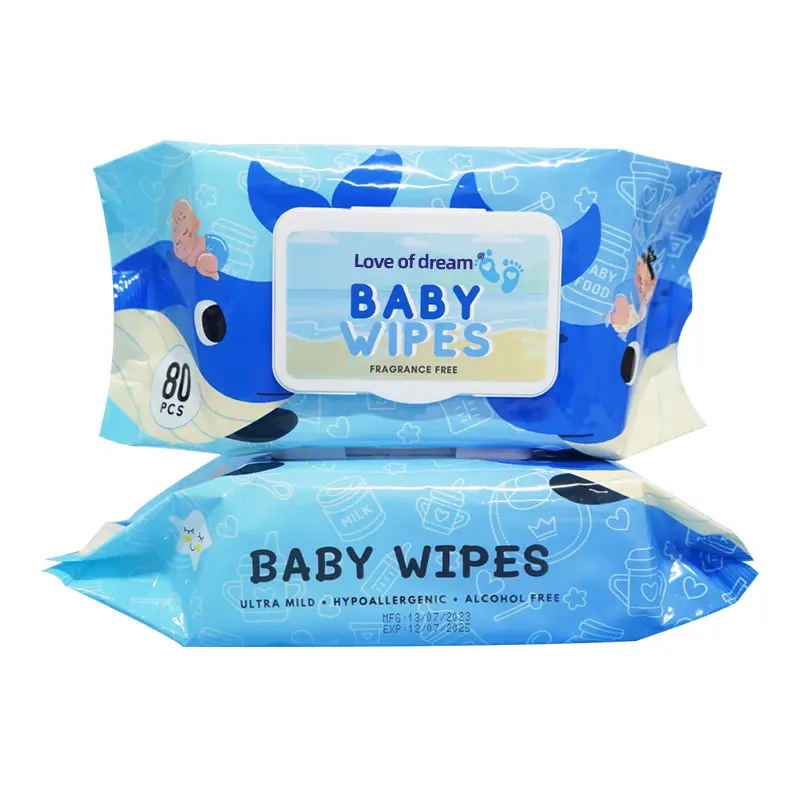 Tisu basah grosir organik, tisu wajah wajah sekali pakai untuk bayi