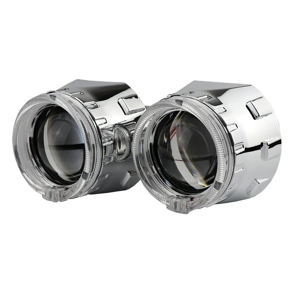 DMEX Mini Boyutu Bi Xenon HID H1 projektör lens lambası Kiti ile LED Melek Göz Araba için H4 H7 Far