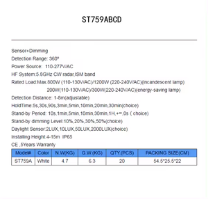Sensor y atenuación Sensor de movimiento de microondas ST759B de 360 grados con función inteligente conveniente y práctica - Product Image 4