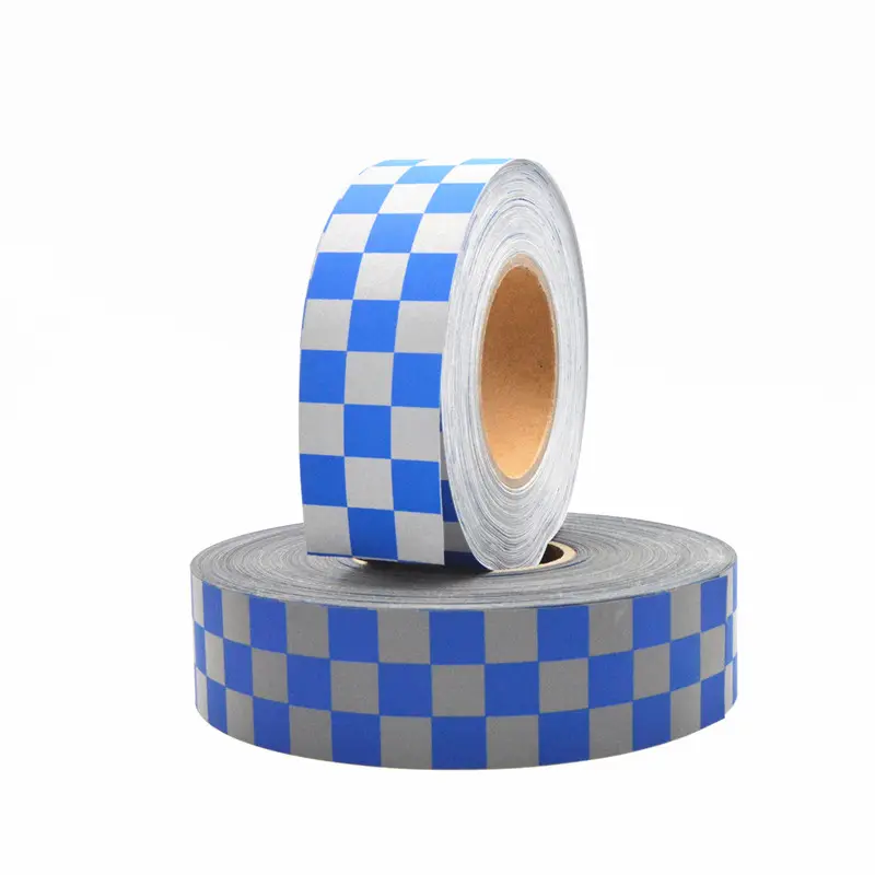 Geruite Blauwe Reflecterende Naaien Tape Grijze Reflectoren Tc Tape Aangepaste Patronen