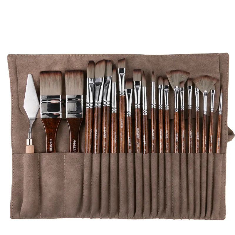 Multiple types Arts Brushes Set With Wood Handle Acrylic Paint Brushes Set Nylon Hair Oil Painting Watercolor Paint Artist Brush