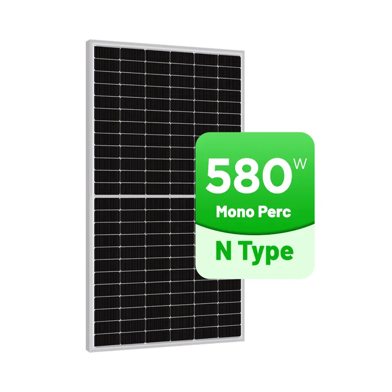 Módulo fotovoltaico OEM de fábrica china 550-580W Panel montado en el techo Panel solar tipo N de 580 vatios